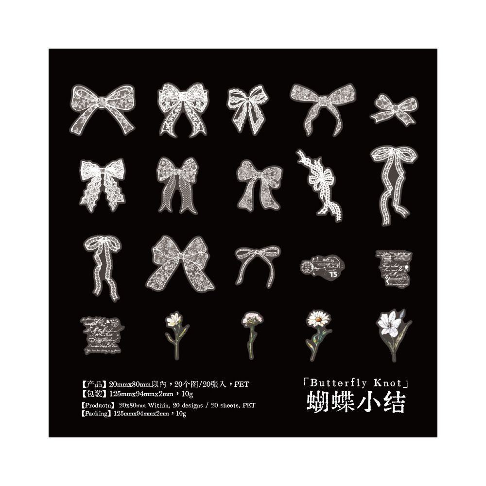 Vintage Lace and Floral series PET Stickers 20 Psc 6 Designs