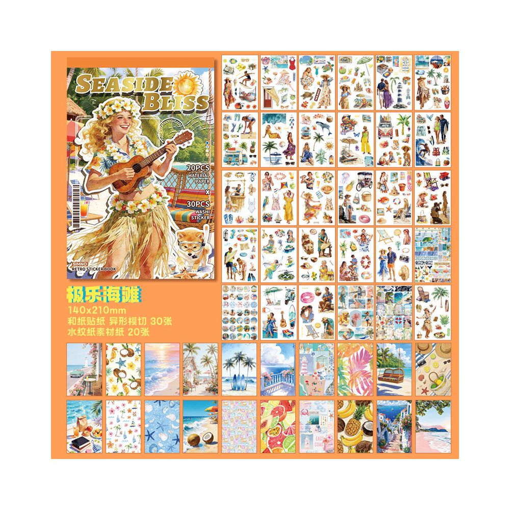 Beach Character Stickers Book 50 psc