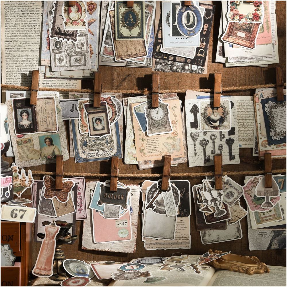 Vintage Poetry Manuscript Series Paper Stickers 200 Psc 4 designs image 0
