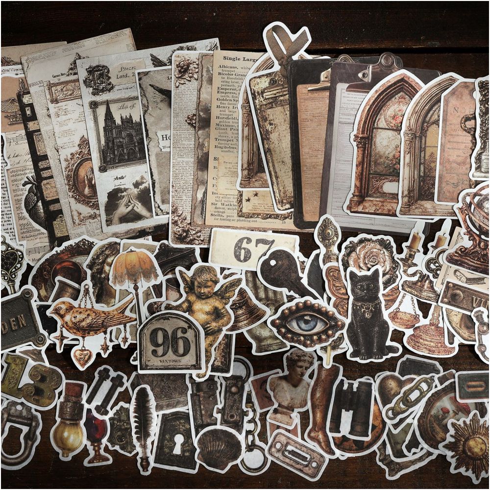 Vintage Poetry Manuscript Series Paper Stickers 200 Psc 4 designs image 2