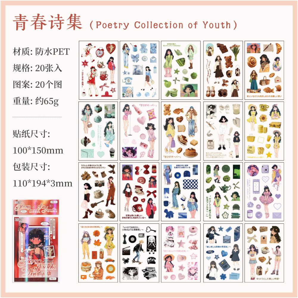 Treasure Series PET Stickers 20 Psc 4 variants