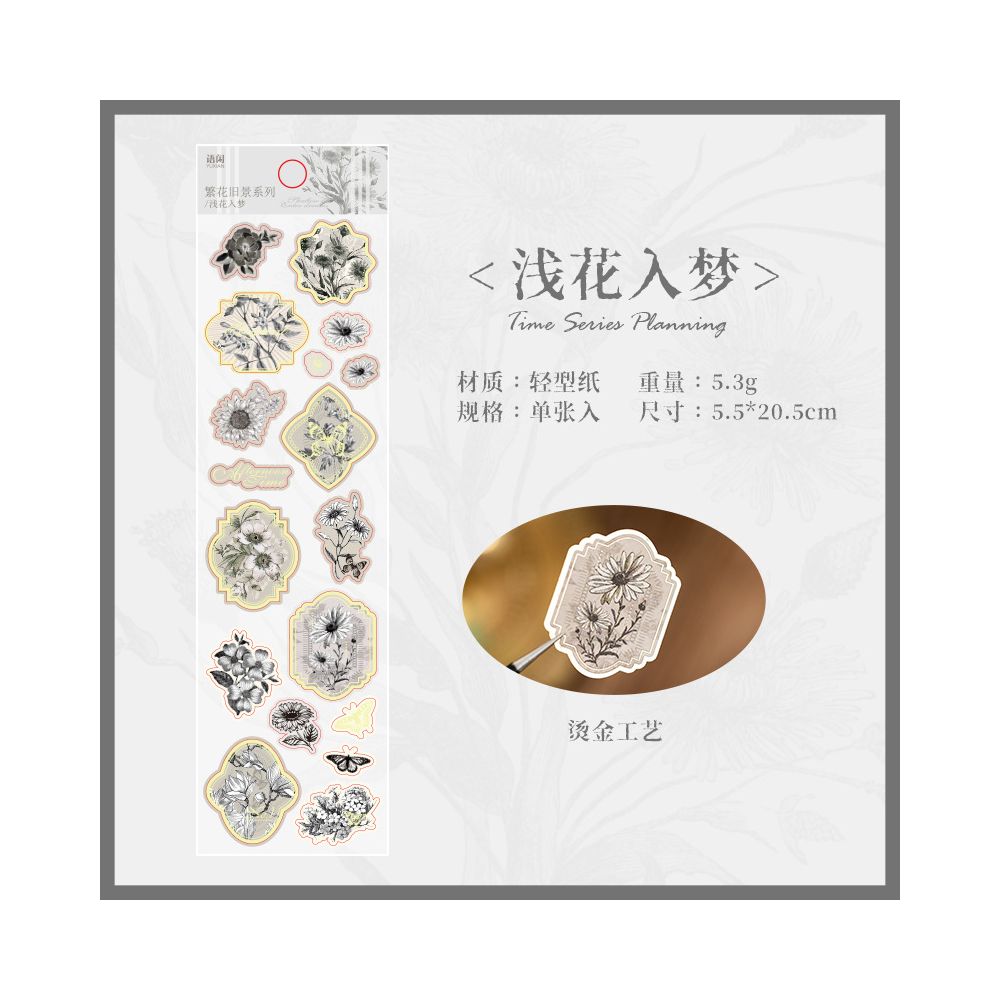 Vintage Floral Paper Stickers 4 variants