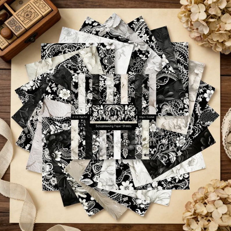 Vintage Lace series Material Paper 15cm x 15cm 24psc image 2