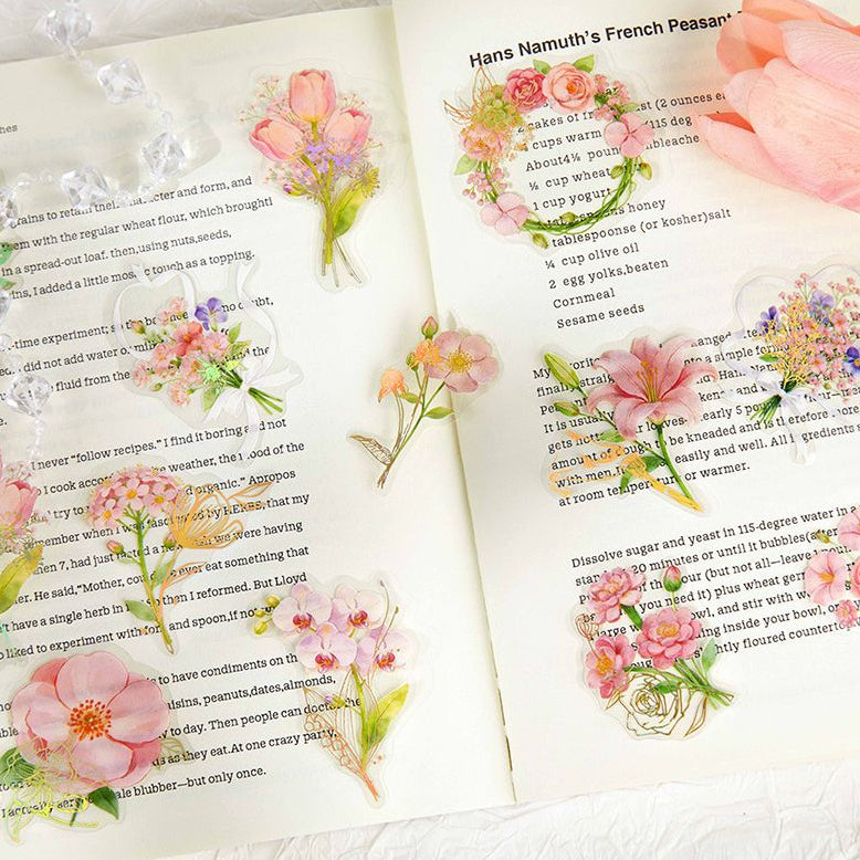 Starlight Floral Series PET Stickers 50 Psc 6 Designs image 1