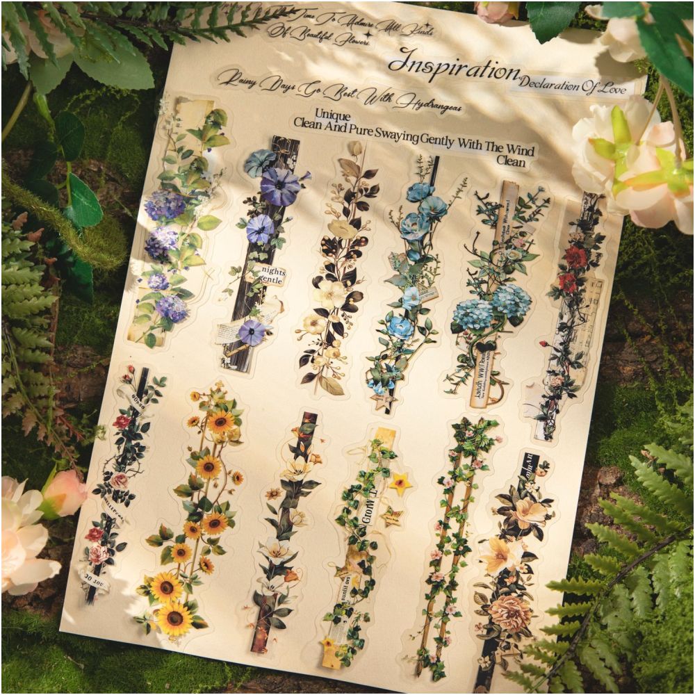 Floral Vine Series PET Stickers 15 Psc 6 variants image 3