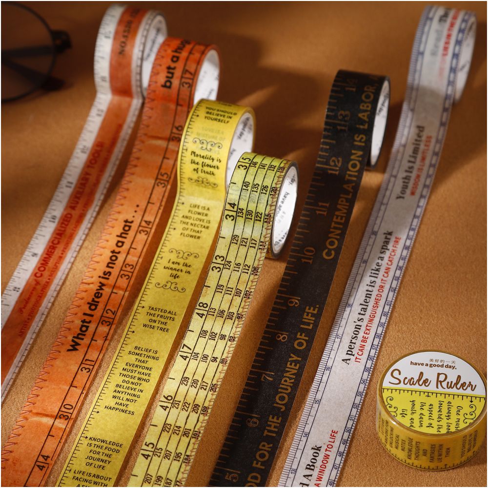 Vintage Ruler Paper Tape 2cm x 2m 6 variants image 0