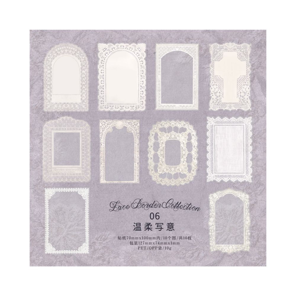 Irregular Lace Series PET Sticker 10 Psc 6 Designs