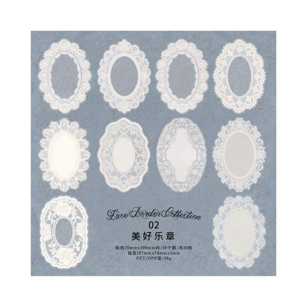 Irregular Lace Series PET Sticker 10 Psc 6 Designs