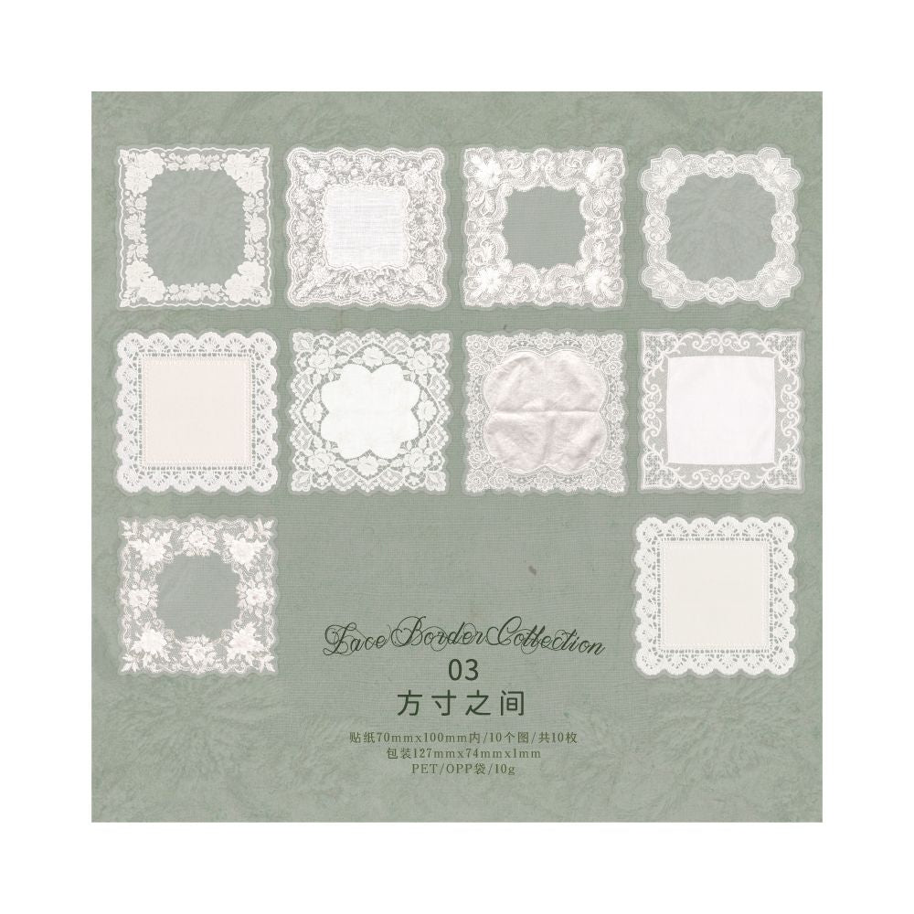 Irregular Lace Series PET Sticker 10 Psc 6 Designs