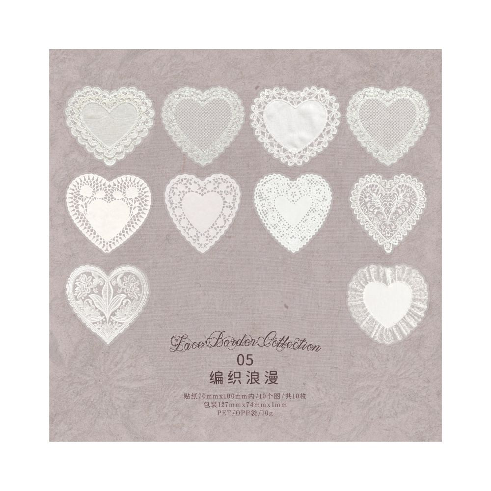 Irregular Lace Series PET Sticker 10 Psc 6 Designs
