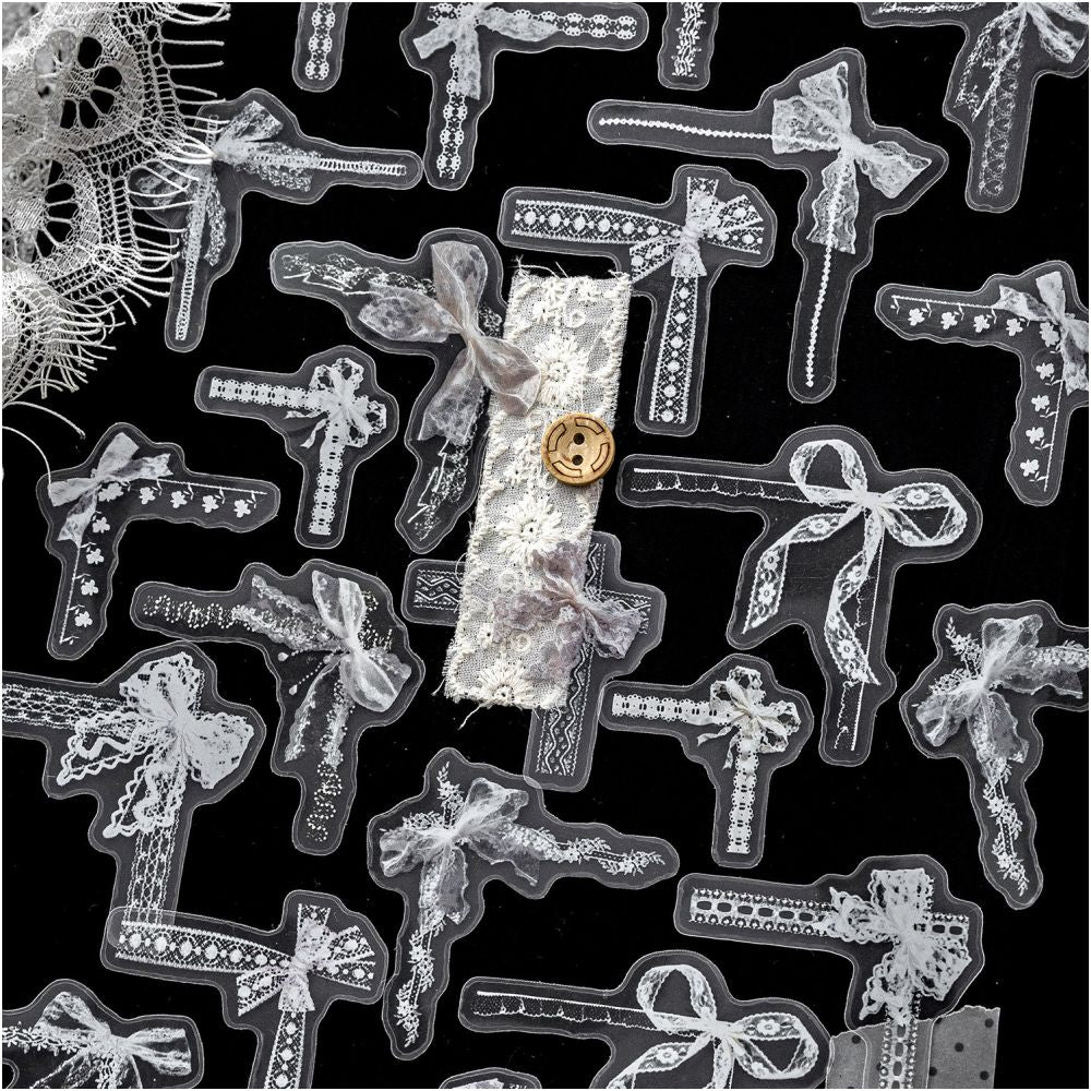 Lace Edge Series PET Sticker Bag 30 Psc 4 variants image 1