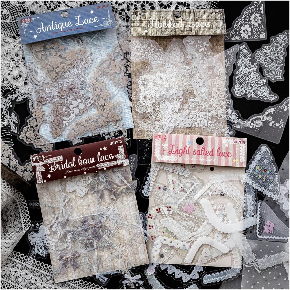 Lace Edge Series PET Sticker Bag 30 Psc 4 variants image 2