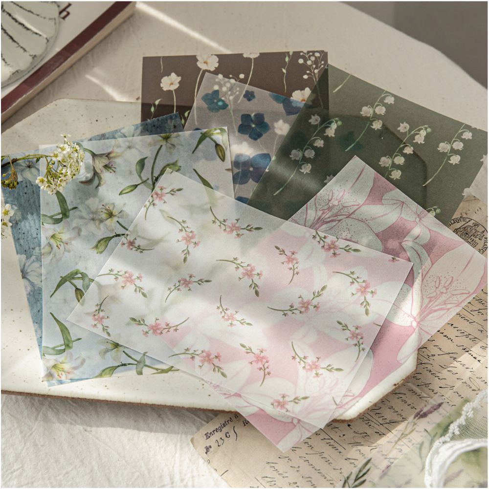 Flower Garden Paper Material 20 Sheets 6 Designs image 1