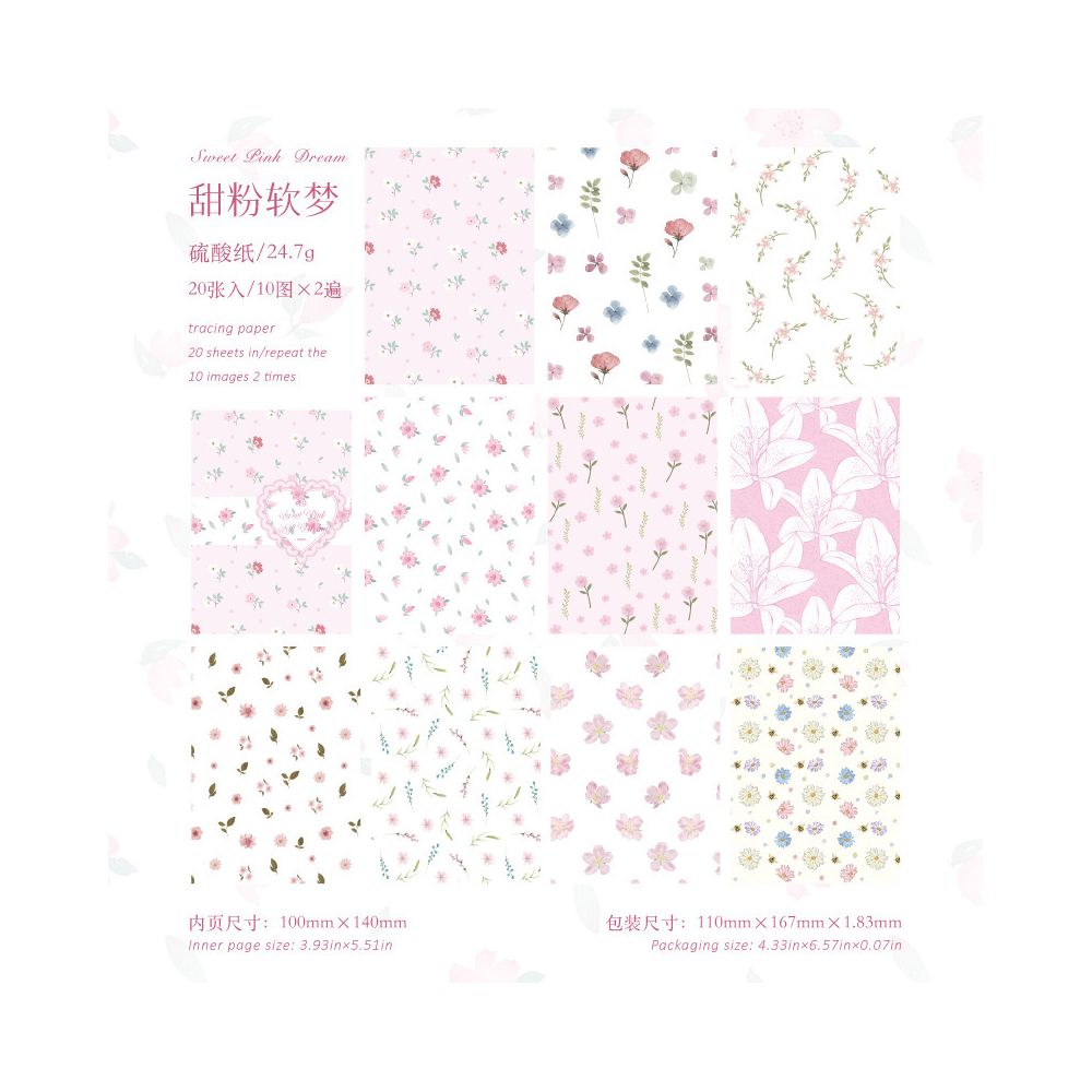 Flower Garden Paper Material 20 Sheets 6 Designs
