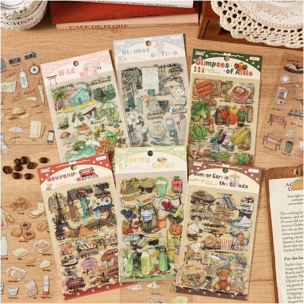Daily Trace Series PET Stickers 4 Sheets 6 variants image 1