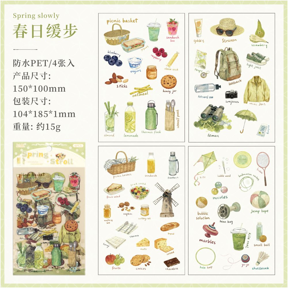 Daily Trace Series PET Stickers 4 Sheets 6 variants