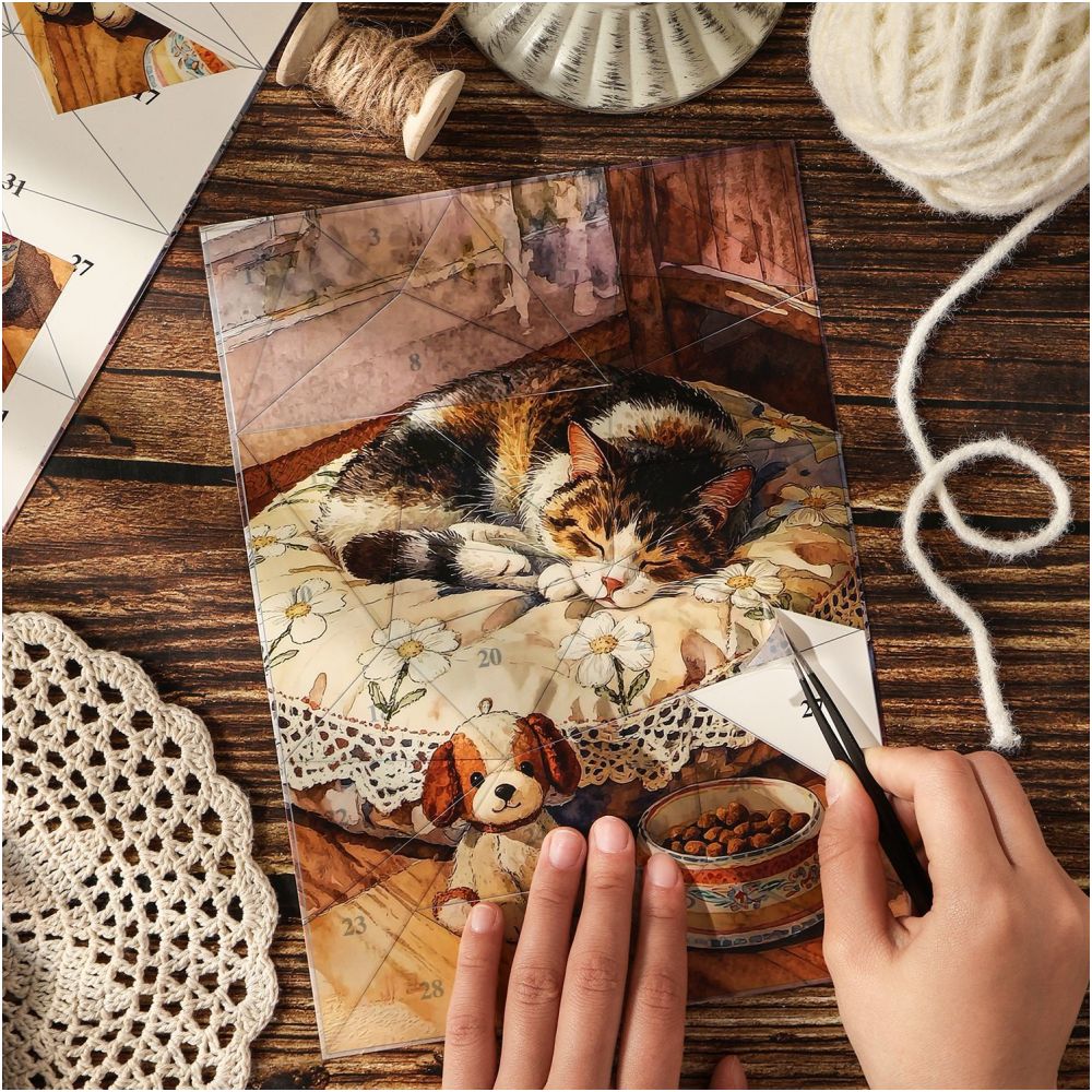 Cat Diary Series PET Puzzle Stickers 6 Designs image 1