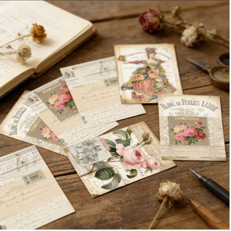 Vintage Flower Theme Background Paper 16 Psc 15cm x 11cm image 2