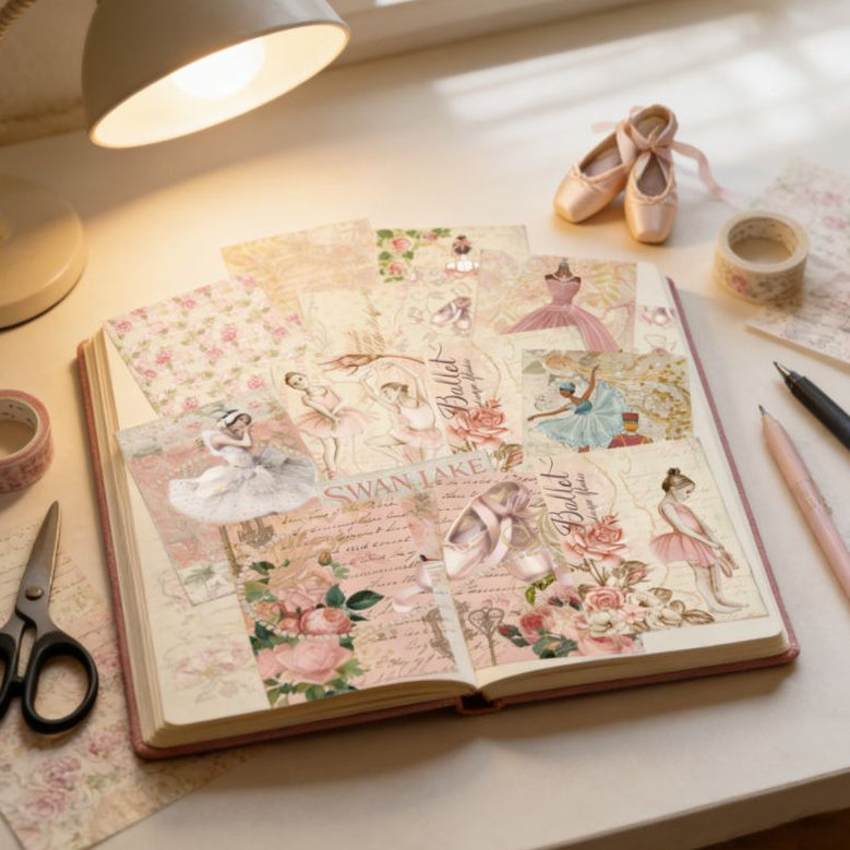 Vintage Ballet Theme Background Paper 16 Psc 15cm x 11cm image 2