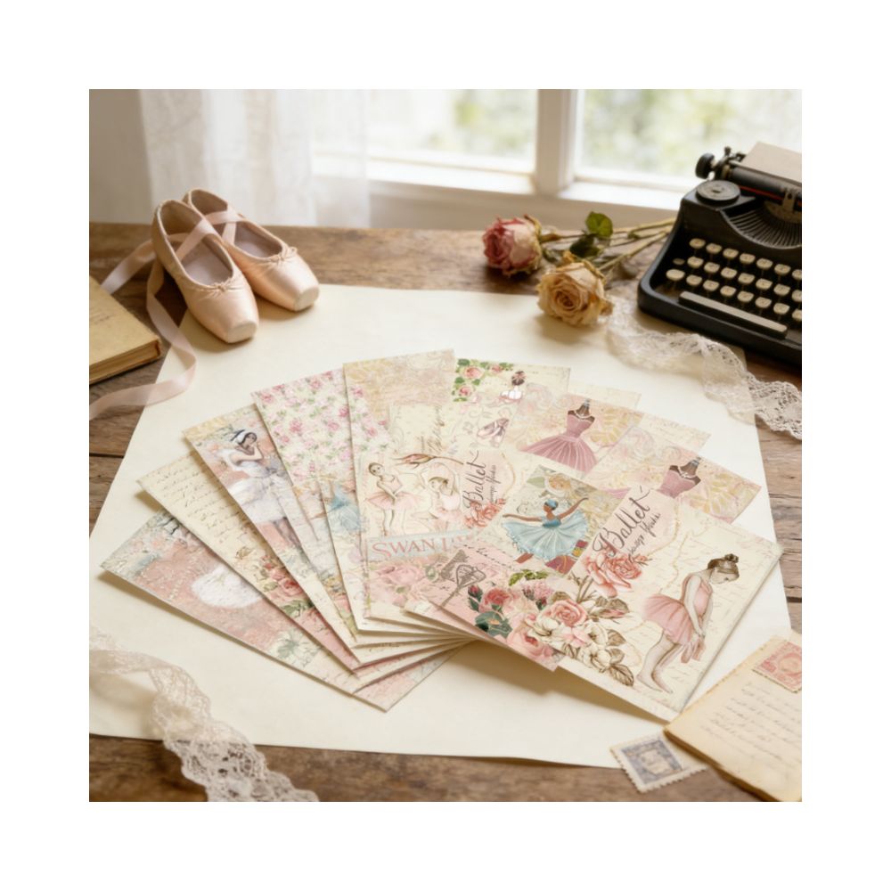 Vintage Ballet Theme Background Paper 16 Psc 15cm x 11cm image 3