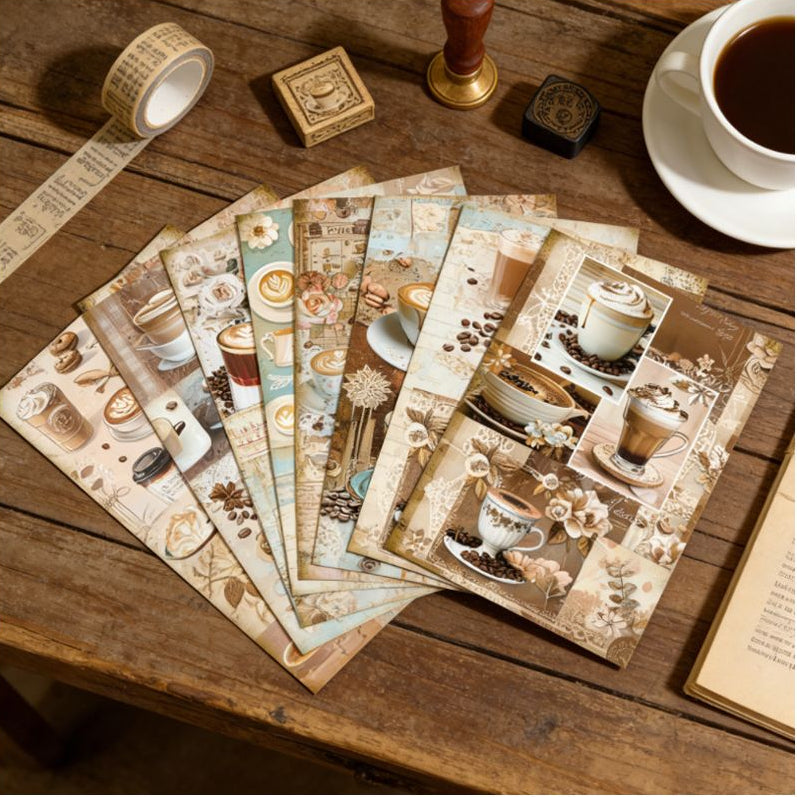 Vintage Coffee Theme Background Paper 16 Psc 15cm x 11cm image 2