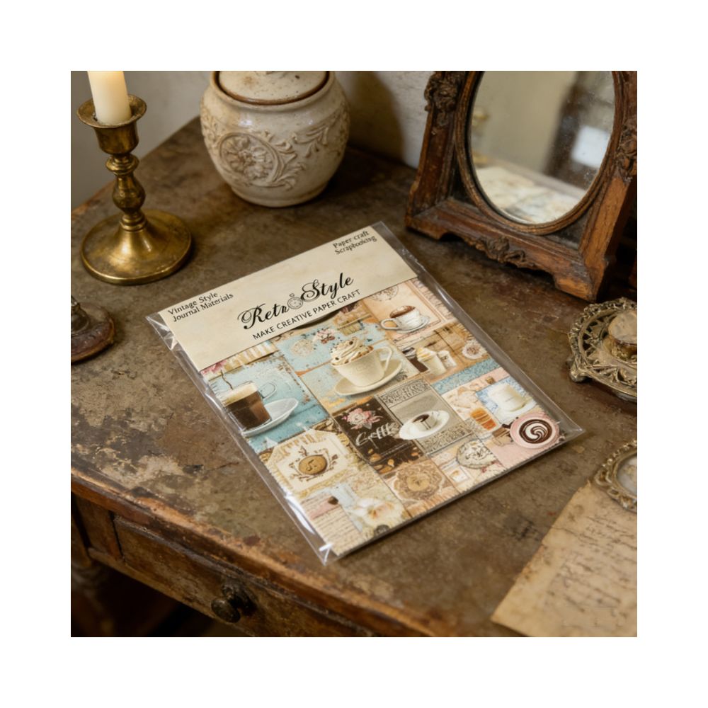 Vintage Coffee Theme Background Paper 16 Psc 15cm x 11cm image 3