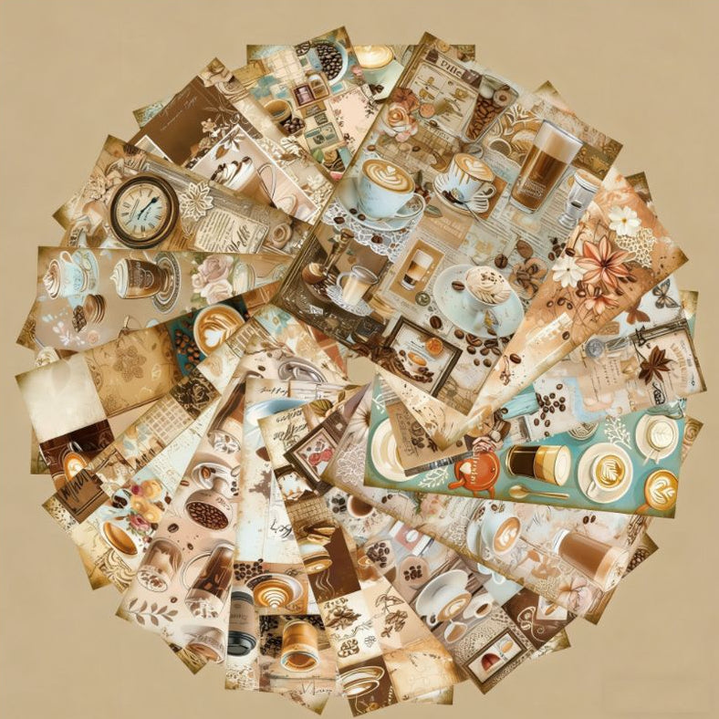 Vintage Coffee Theme Background Paper 16 Psc 15cm x 11cm image 4