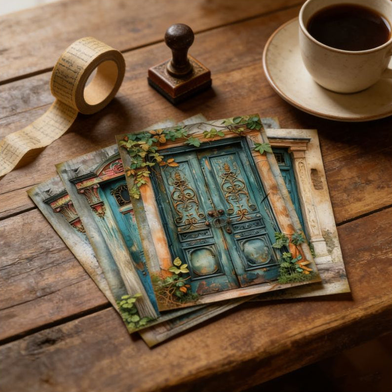 Vintage Doors Background Paper 16 Psc 15cm x 11cm image 1