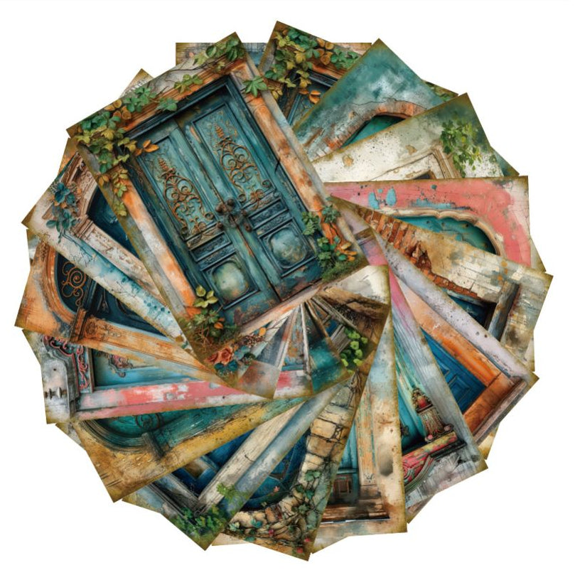 Vintage Doors Background Paper 16 Psc 15cm x 11cm image 4