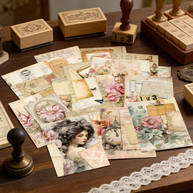Vintage Background Paper 16 Psc 15cm x 11cm image 2