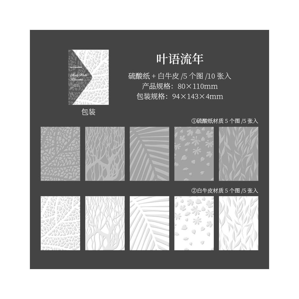 Floral Shadow Series Material Paper 10cm x 8cm 10 psc 6 Designs