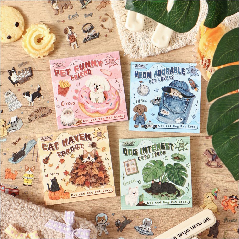 Cute Pet Series PET Stickers Book 20 sheets 4 designs image 0
