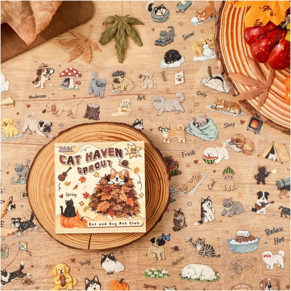 Cute Pet Series PET Stickers Book 20 sheets 4 designs image 2