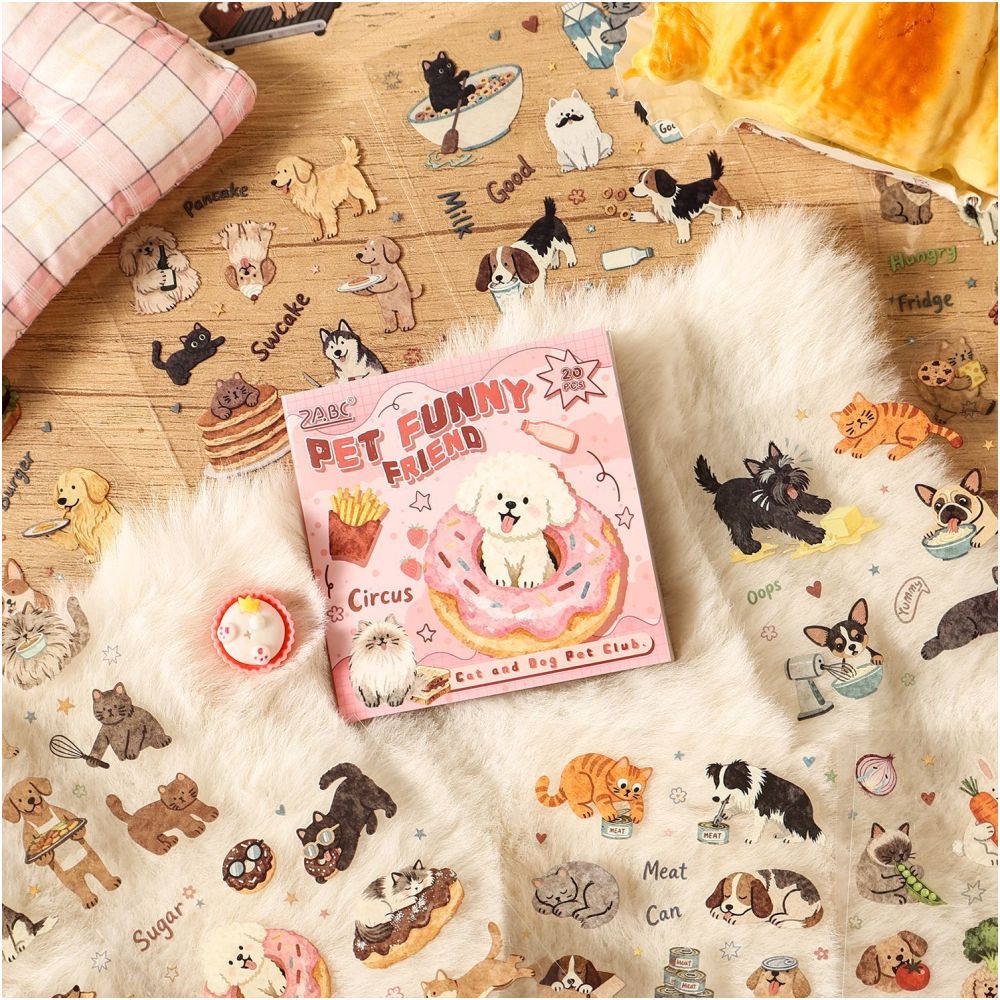 Cute Pet Series PET Stickers Book 20 sheets 4 designs image 3