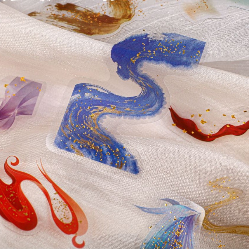 Vintage Gold Foil Ribbons PET Stickers 20psc 6 Designs image 0