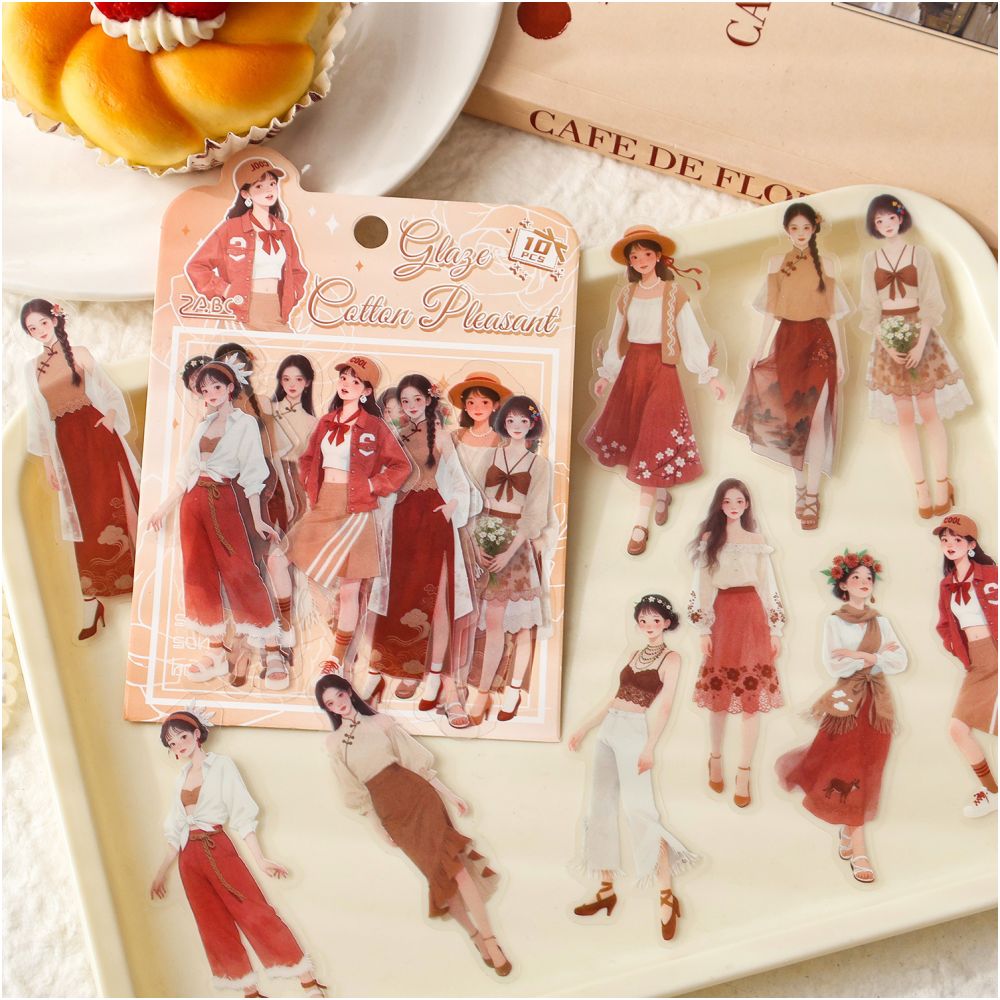 Girl Character Theme PET Stickers 10 psc 6 Designs image 2