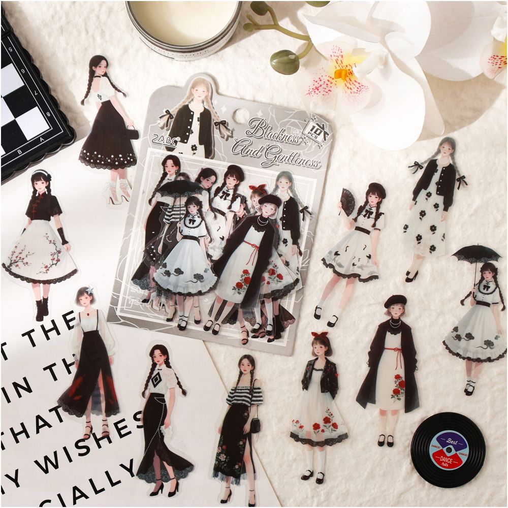 Girl Character Theme PET Stickers 10 psc 6 Designs image 3