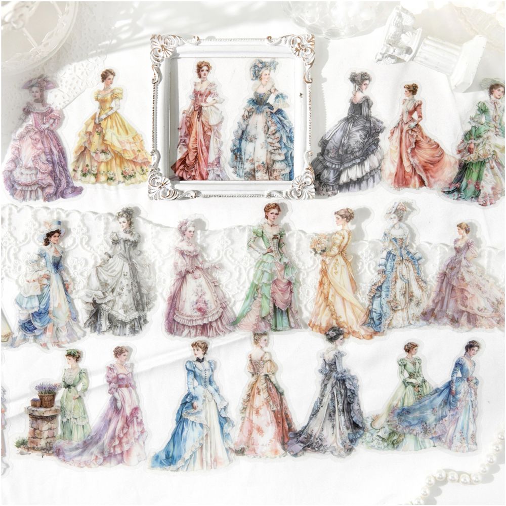 Vintage Spring Skirt Series PET Stickers 20 psc 6 Styles image 1