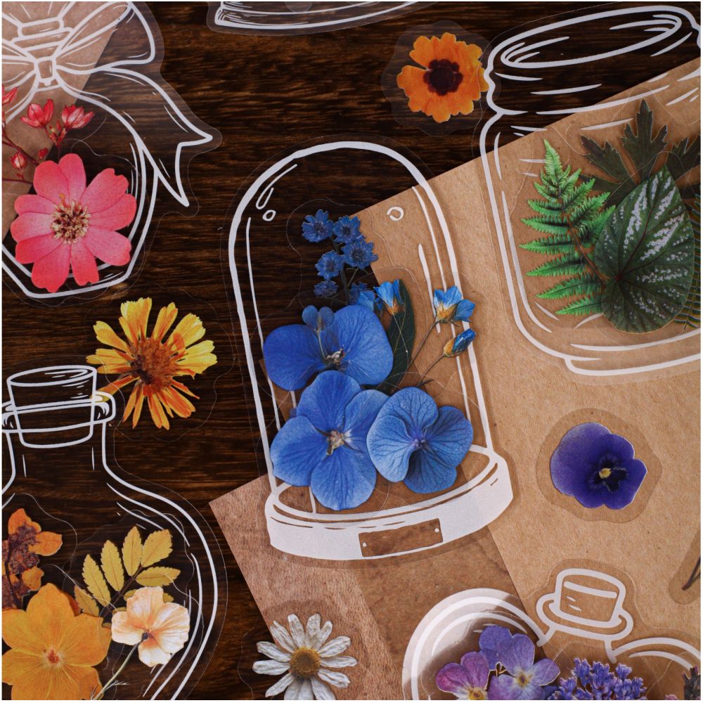 Floral Shadow Series PET Stickers 57 psc 6variants image 0