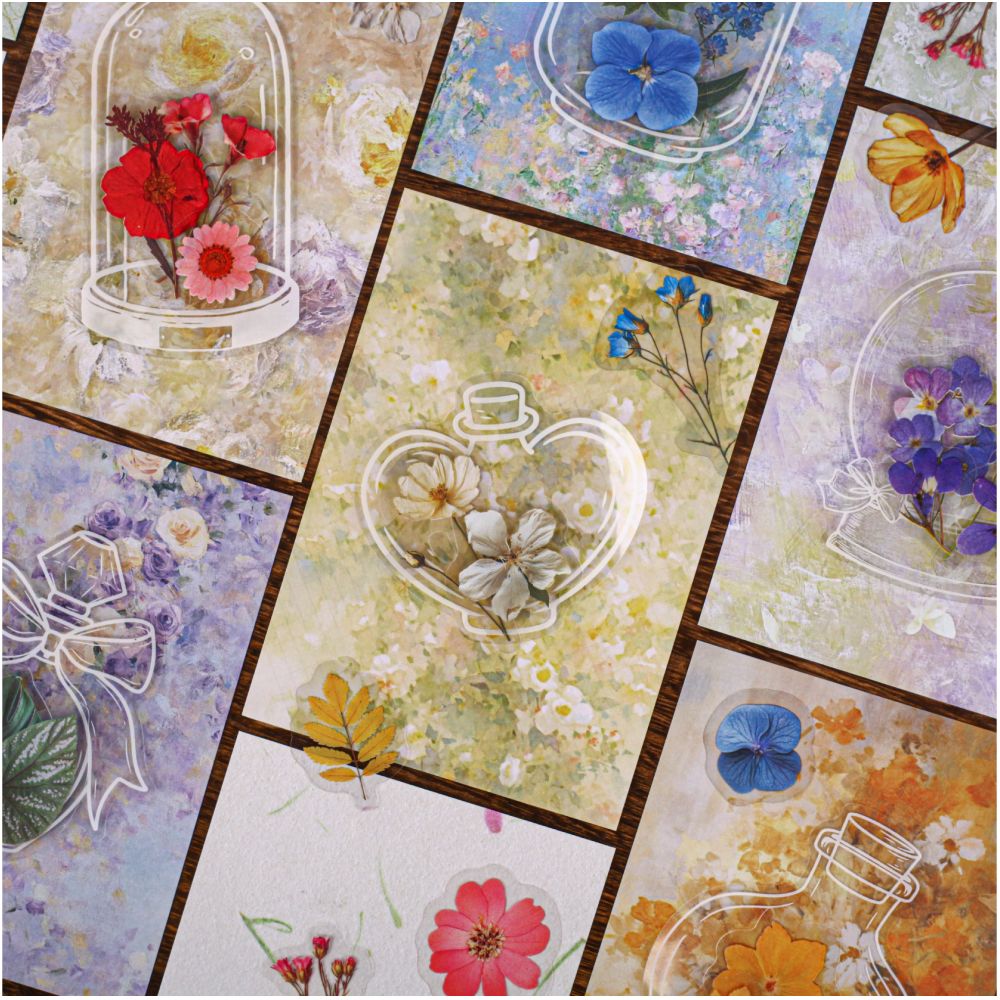 Floral Shadow Series PET Stickers 57 psc 6variants image 3