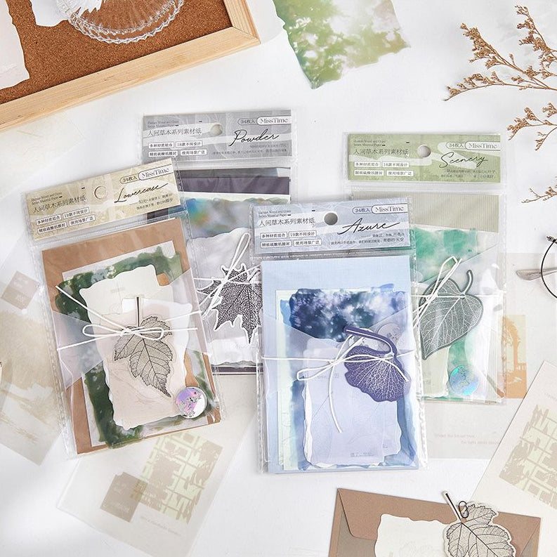 Vintage Plants Series Paper 34 psc 4 Styles image 0