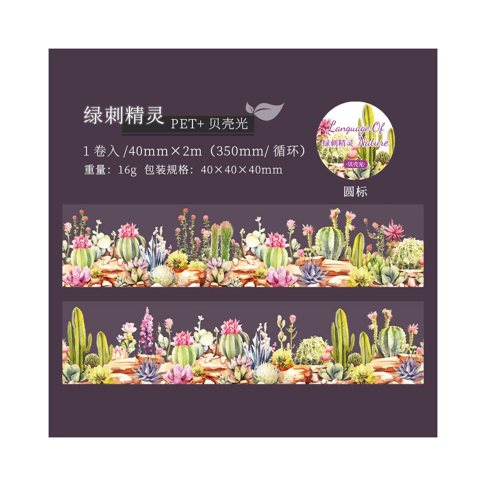 Succulent Plant Series PET Tape 4cm x 2m 6 variants