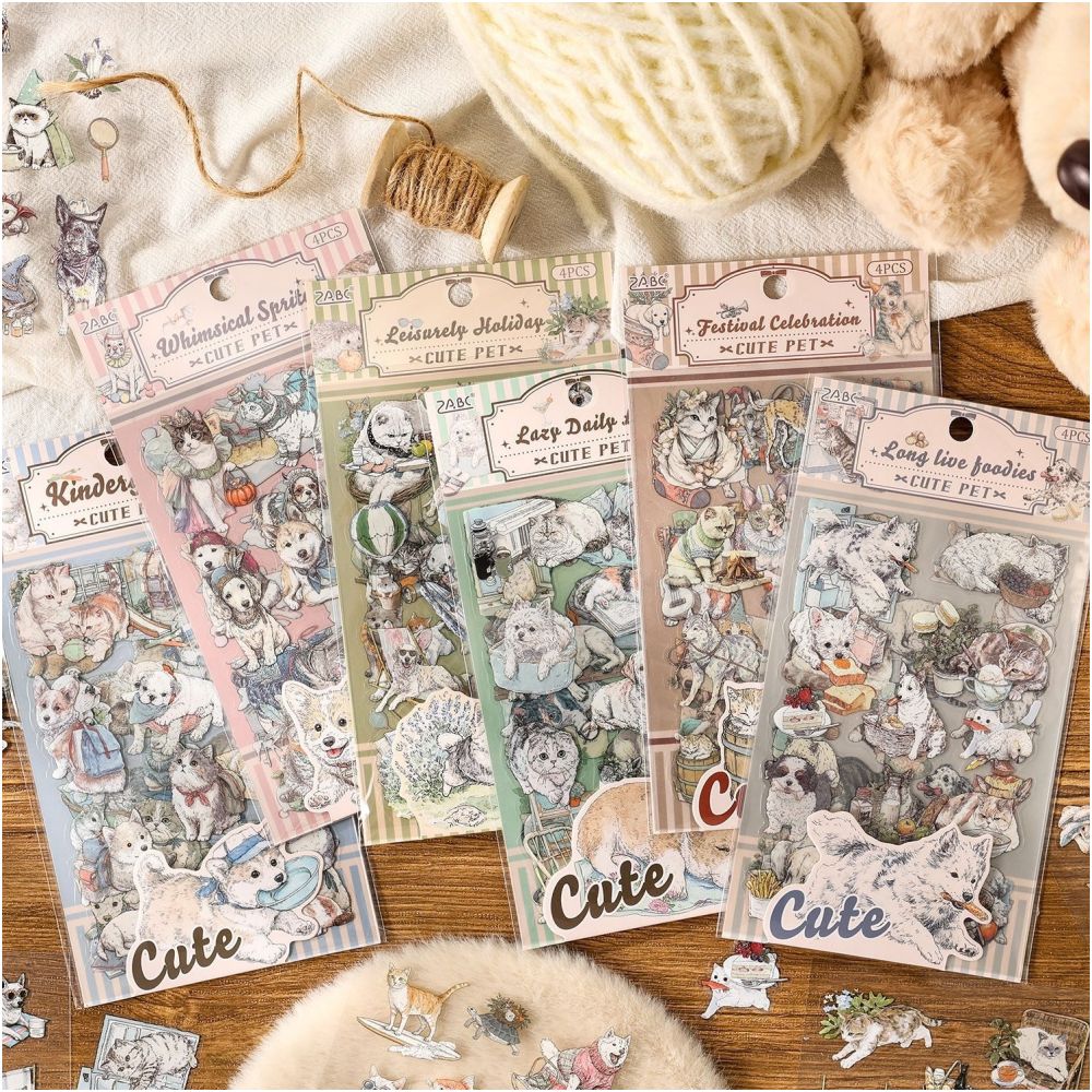 Pets Series PET Stickers 4 Sheets 6 variants image 1