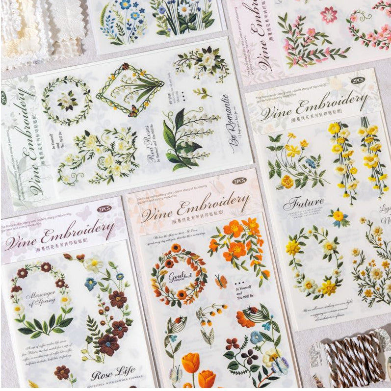 Floral and Vine Theme Transfer Stickers 2 sheets 6 Styles image 2