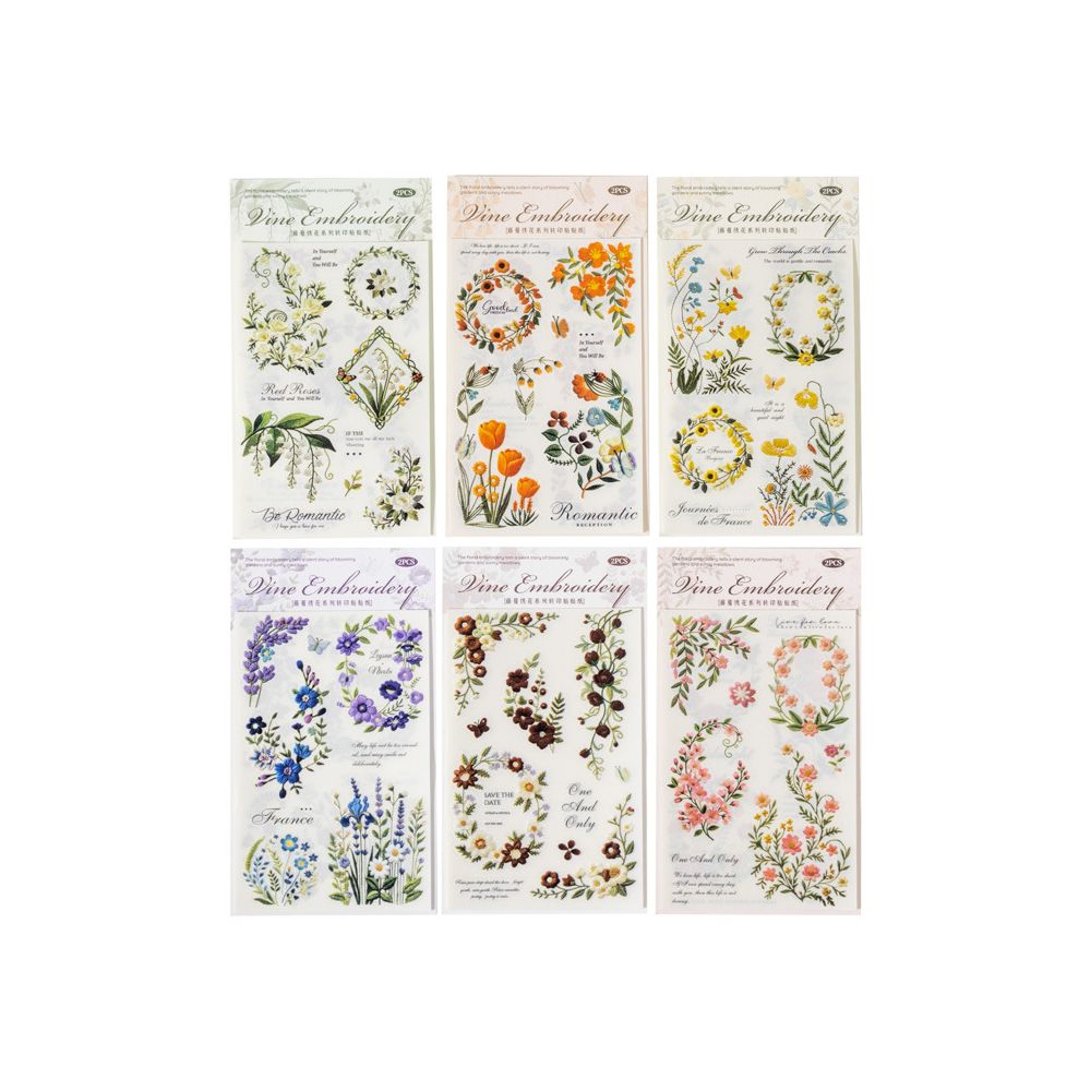 Floral and Vine Theme Transfer Stickers 2 sheets 6 Styles image 4