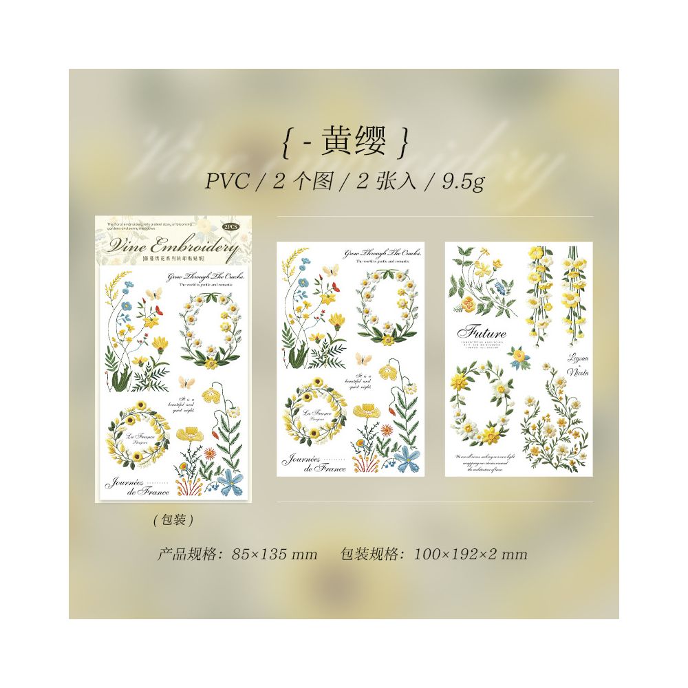 Floral and Vine Theme Transfer Stickers 2 sheets 6 Styles