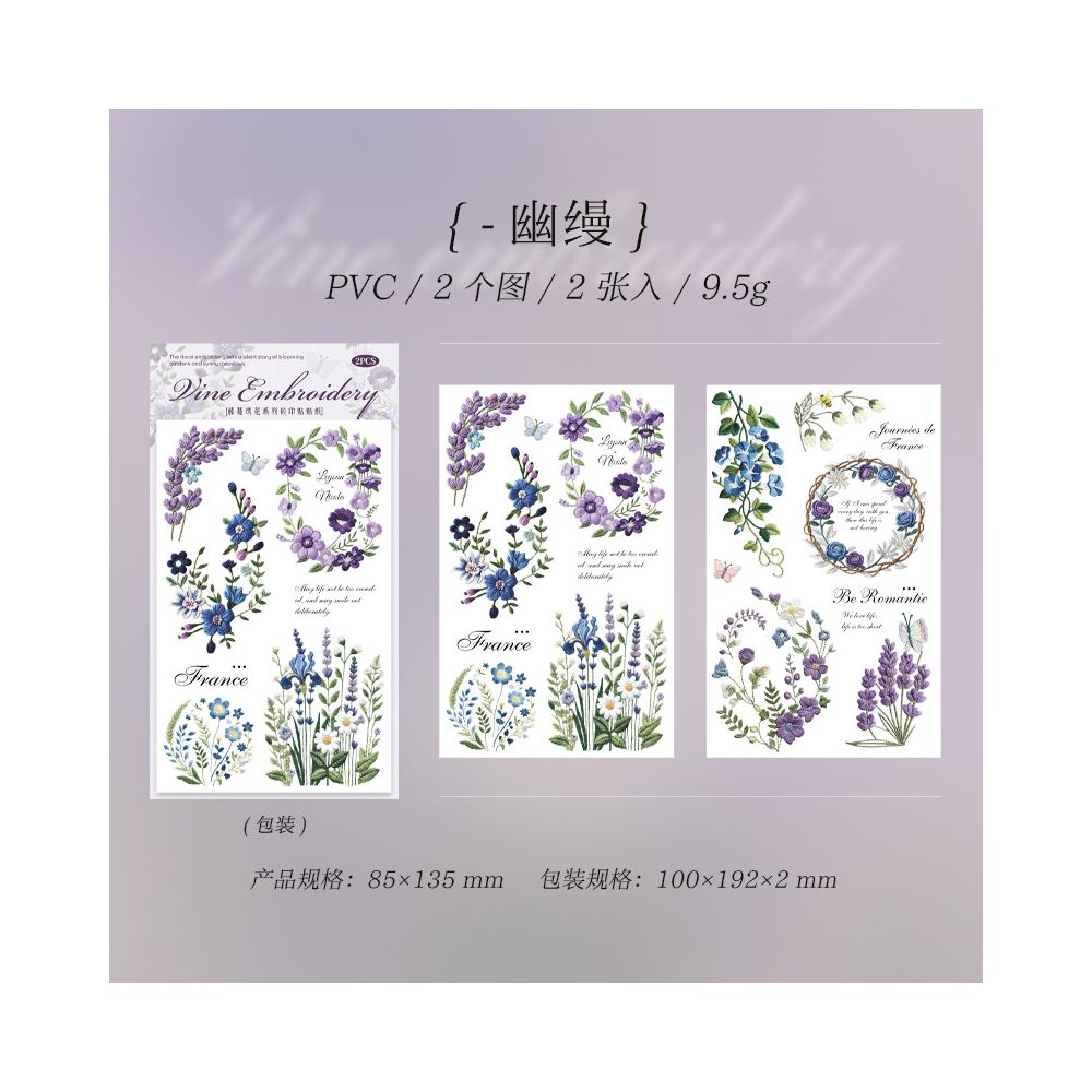 Floral and Vine Theme Transfer Stickers 2 sheets 6 Styles