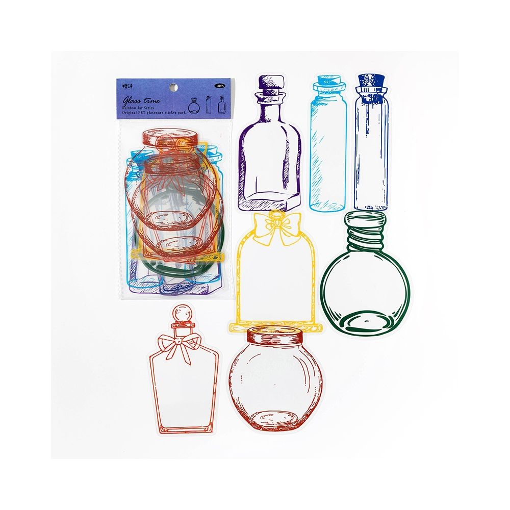 Rainbow Jar Series PET Stickers 14 psc 4 variants