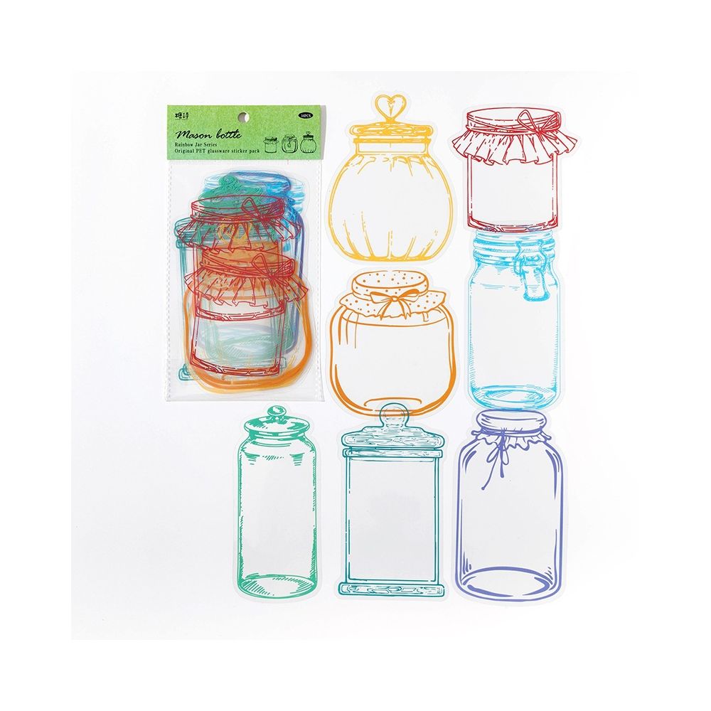 Rainbow Jar Series PET Stickers 14 psc 4 variants