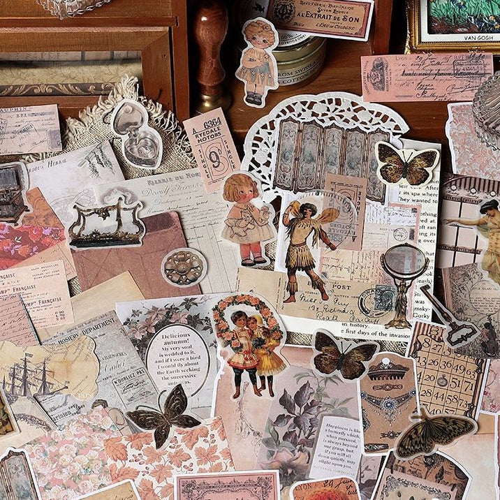 Vintage Slower Times series Paper stickers 200 psc 3 variants image 1